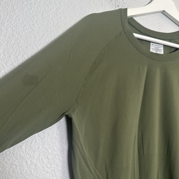Athleta Nylon Olive Green Women’s Long Sleeve Stretch Top Size XLarge - Picture 4 of 11